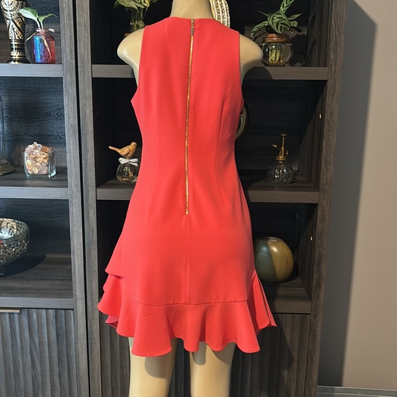 Chelsea28 Tiered Ruffle Hem Sheath Dress in Coral Spice -  size 6 - Picture 6 of 7